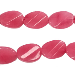 DYED JADE FACETED WAVE OVAL 13X18MM WATERMELON